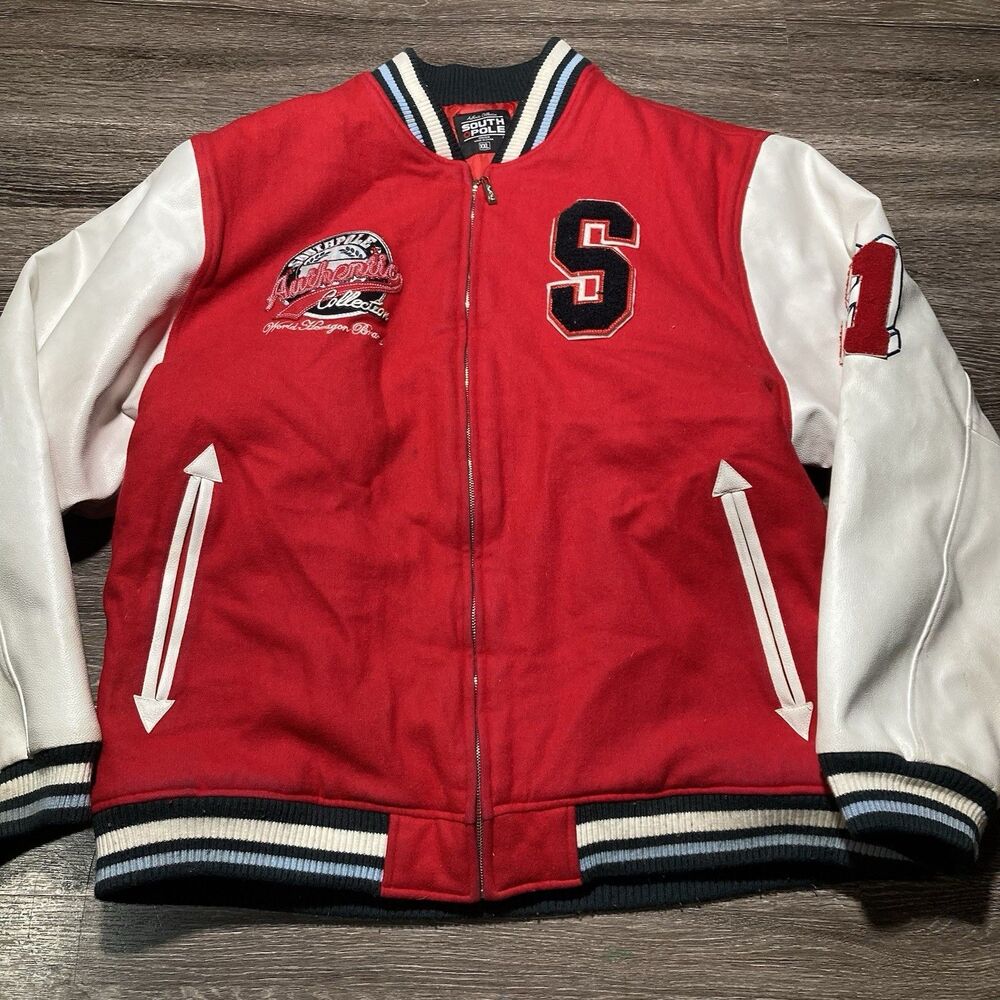 Vintage South Pole Original Jacket XXL Red White 82628 Y2K